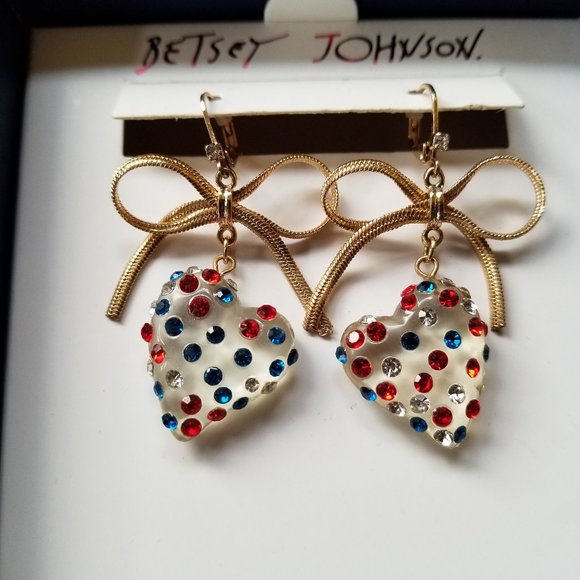 Betsey Johnson Jewelry - 🇺🇸💙❤️Betsey Johnson 4th of July Lucite Heart with Inlaid Stones NWT&B❤️💙🇺🇸
